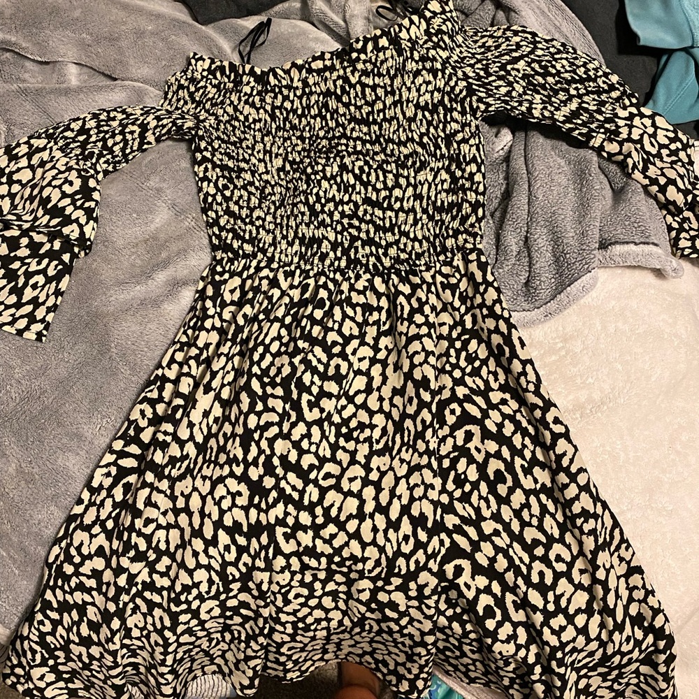 On or off the shoulder cheetah dress